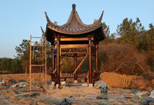 五角涼亭生產(chǎn)廠家，防腐木古建五角涼亭圖片